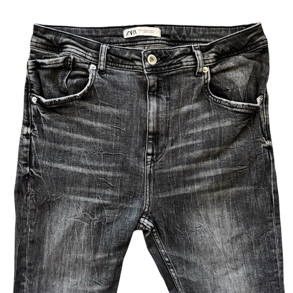 Zara Men’s Black Straight Leg Cropped Jeans - Size 34 - Picture 4 of 8